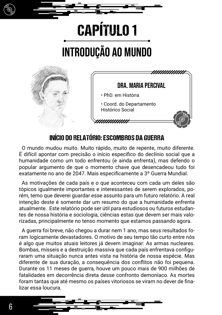 Página 6 do livro: Introdução ao Mundo, com o retrato de Maria Percival