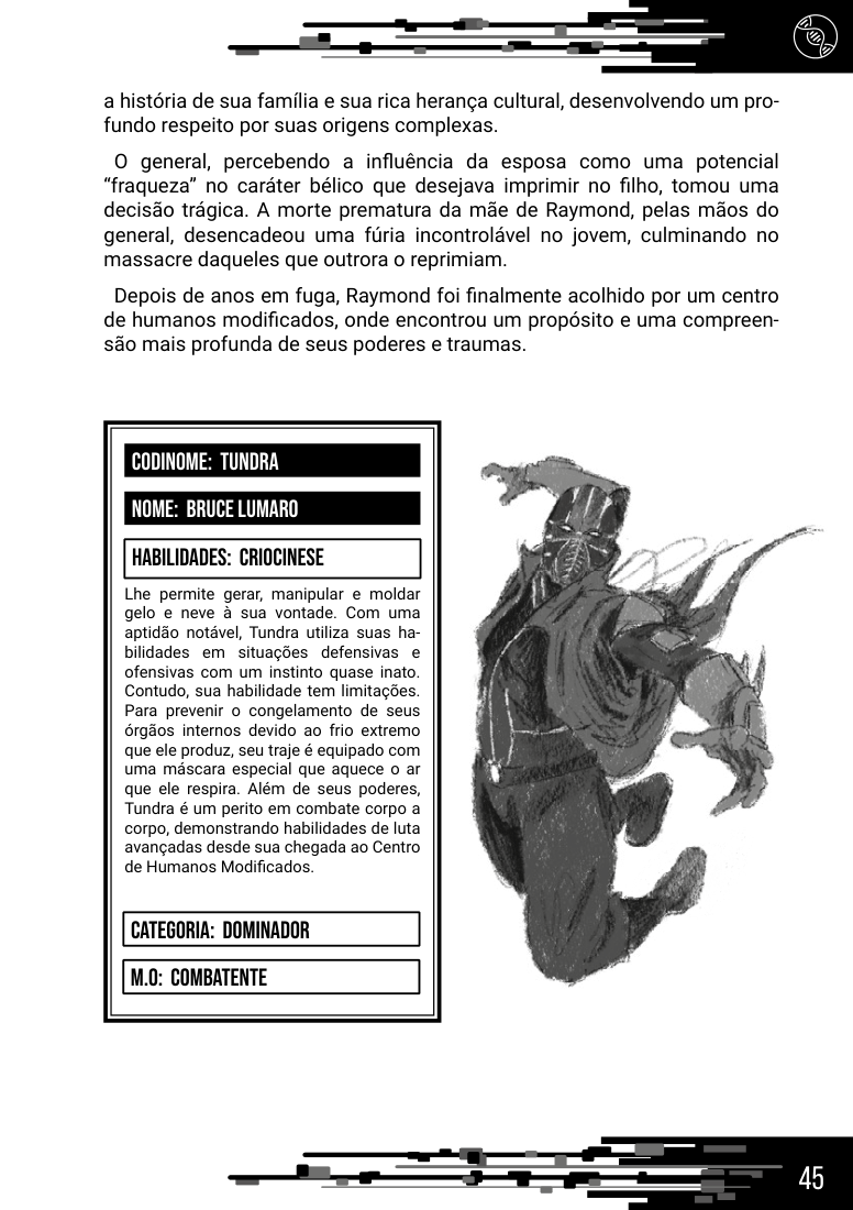 Página do livro: ficha narrativa e ilustração de Tundra